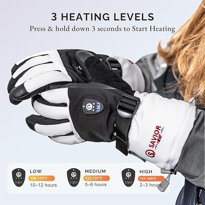SAVIOR HEAT Heated Gloves 2.0 For Men Women with 7.4V 3000mAh Fast Charging