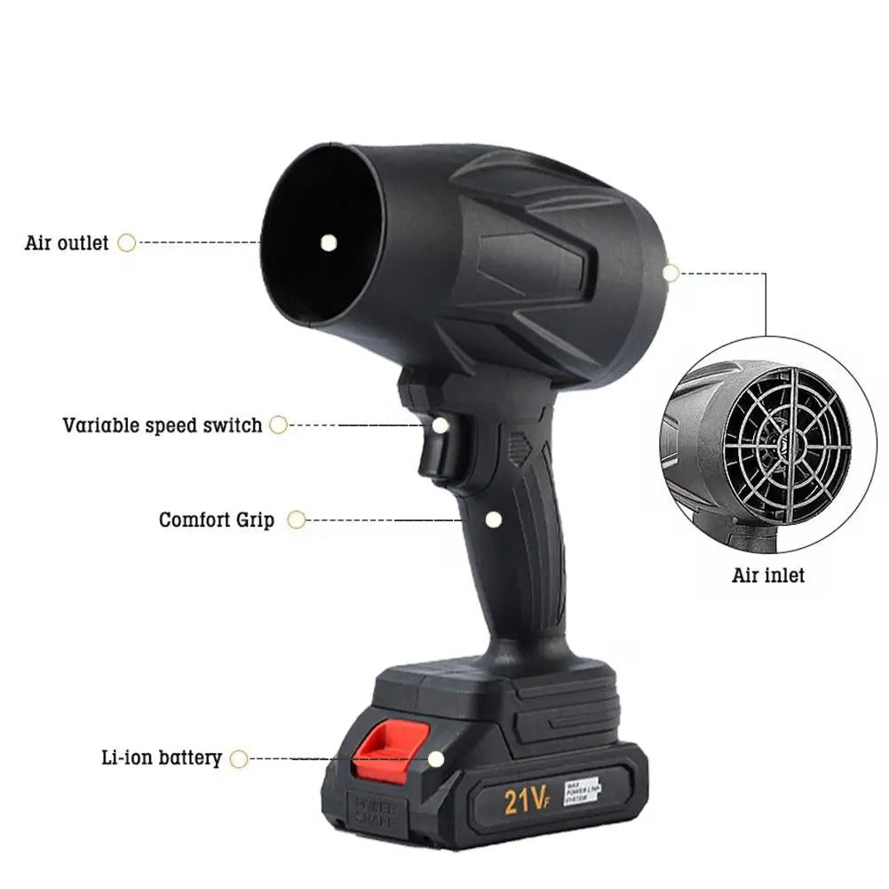 Professional Cordless Turbo Jet Fan - High-Velocity Portable Air Blower for Snow Removal, Car Detailing, Industrial Dusting (Includes Battery & Charger)
